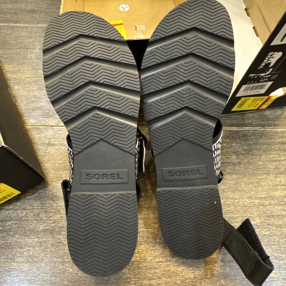 Woman's Sandals‎ SOREL Ella™ III Slingback Black White Size 9.5 - Picture 7 of 9